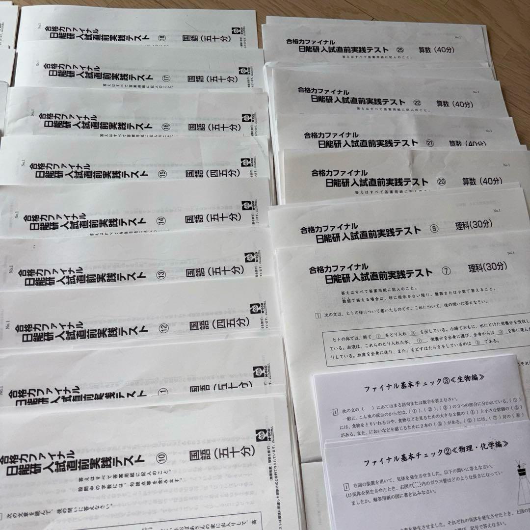 2024年度　日能研　6年生　学習力育成テスト　合格力育成　合格力実践