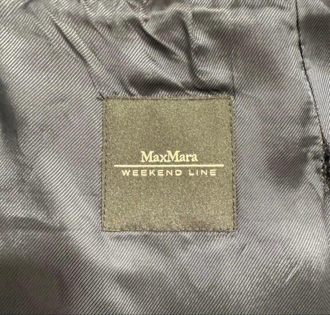 マックスマーラ ロングコート ハイネック ウール ボーダー柄 グレー　38