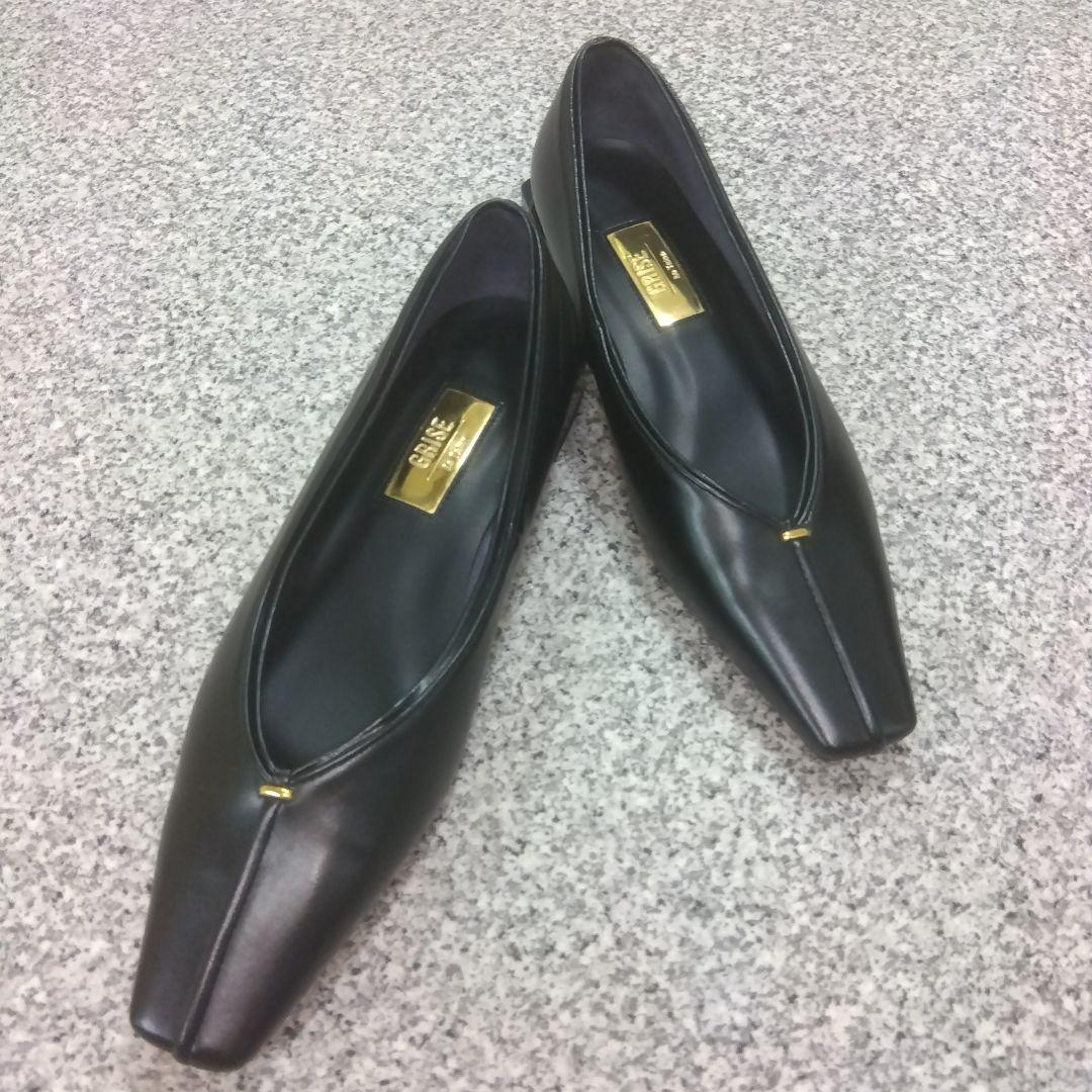 美品 LE TALON ルタロン Vカット フラット パンプス 23スクエアトゥ