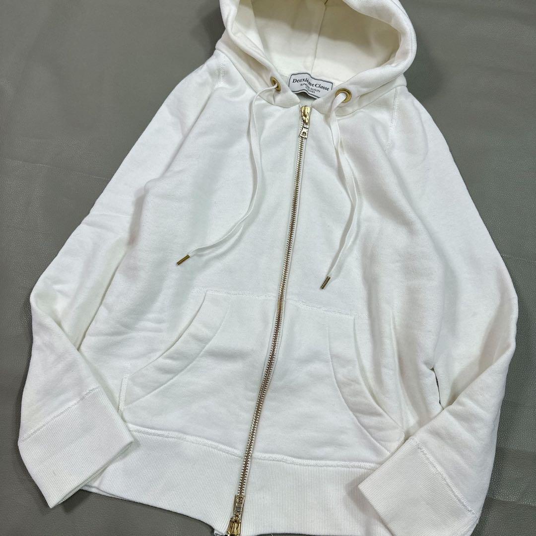 ドゥズィーエムクラス ダブルジップ パーカー 無地 ホワイト 日本製 ラクラス