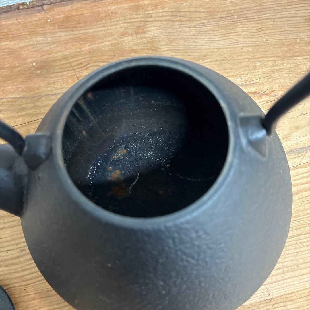 小笠原陸兆　鉄瓶　南部鉄器　やかん　末広　1L 美品