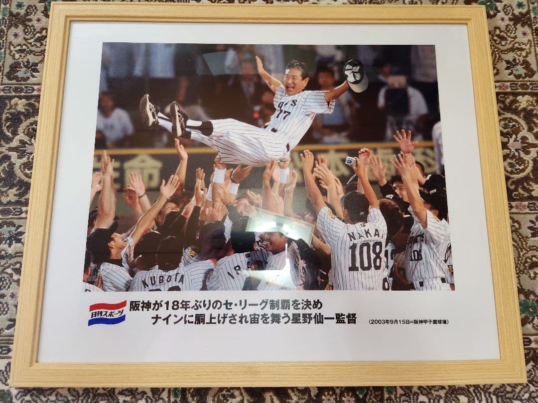 星野仙一監督77☆阪神タイガース☆2003年セントラルリーグ優勝フォト☆ 写真額
