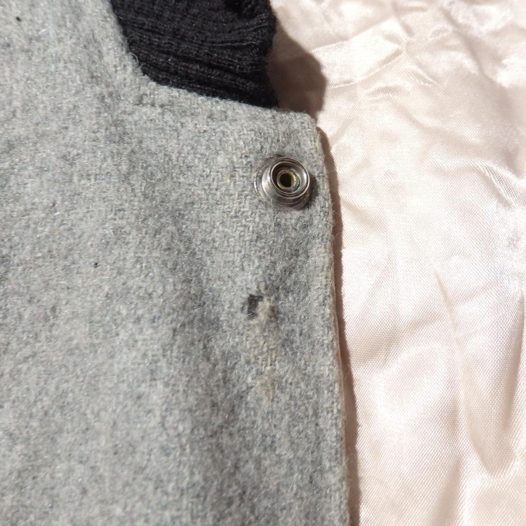 60s ビンテージ 無地 ウール スタジャン グレー×黒 ボロ 襤褸 グランジ