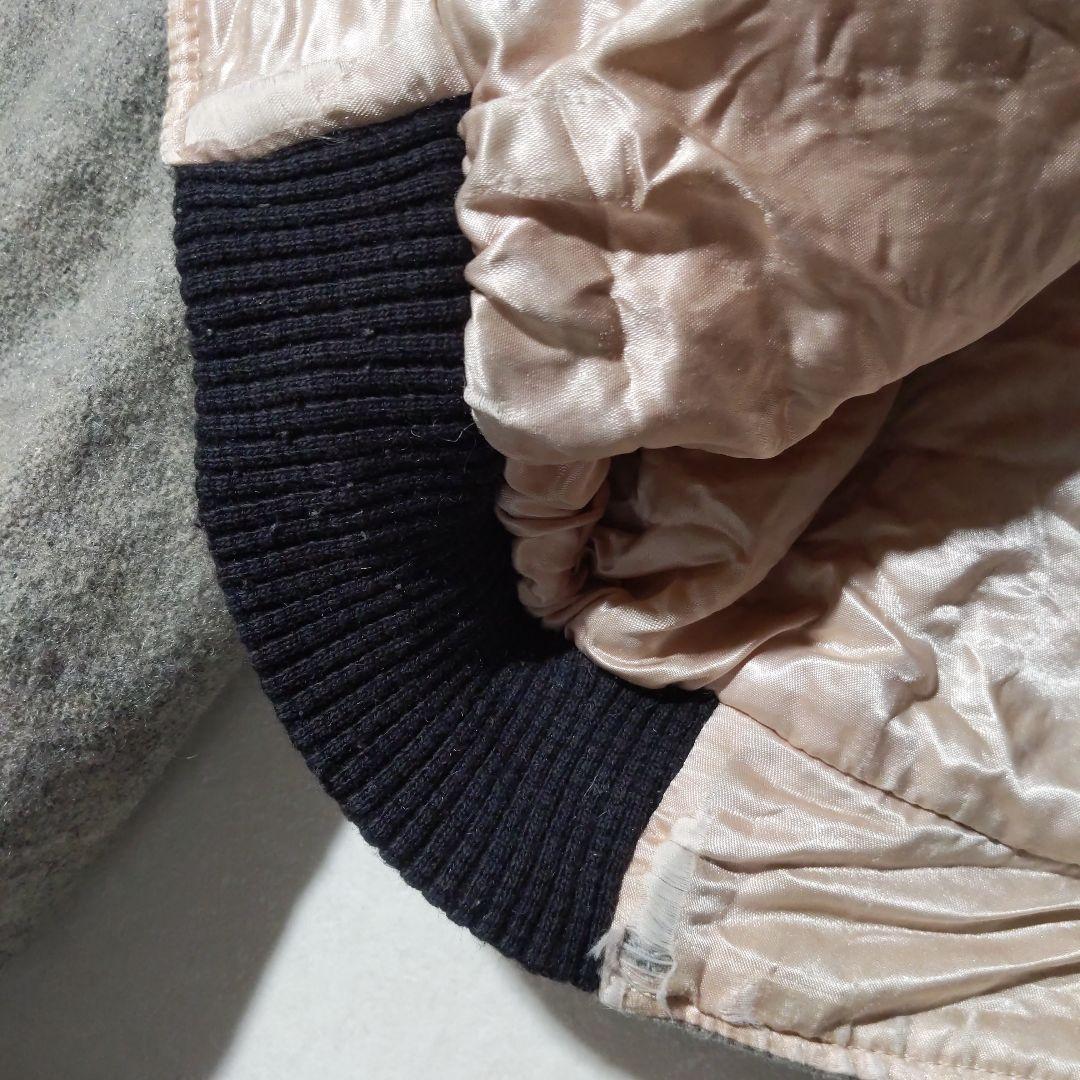 60s ビンテージ 無地 ウール スタジャン グレー×黒 ボロ 襤褸 グランジ