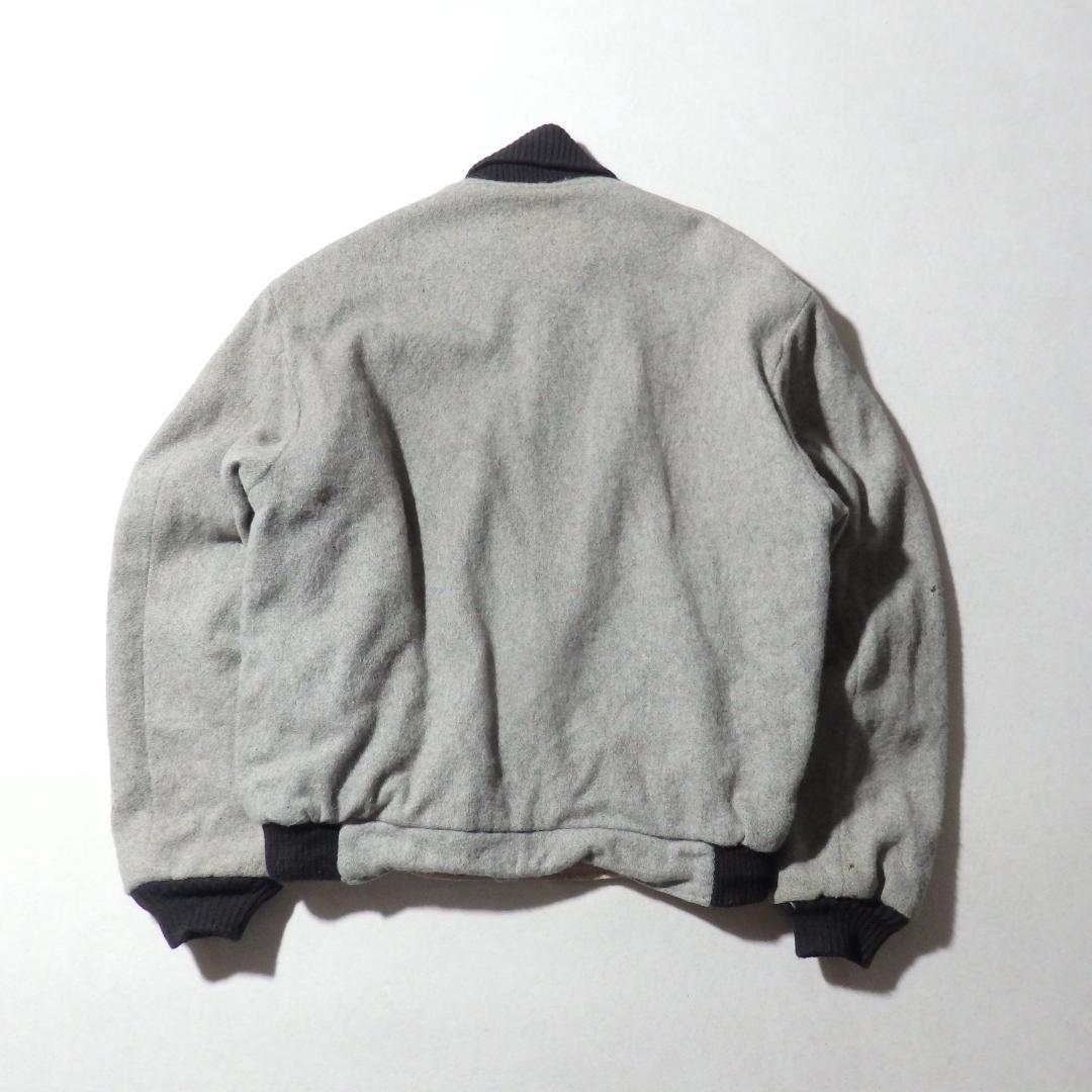 60s ビンテージ 無地 ウール スタジャン グレー×黒 ボロ 襤褸 グランジ