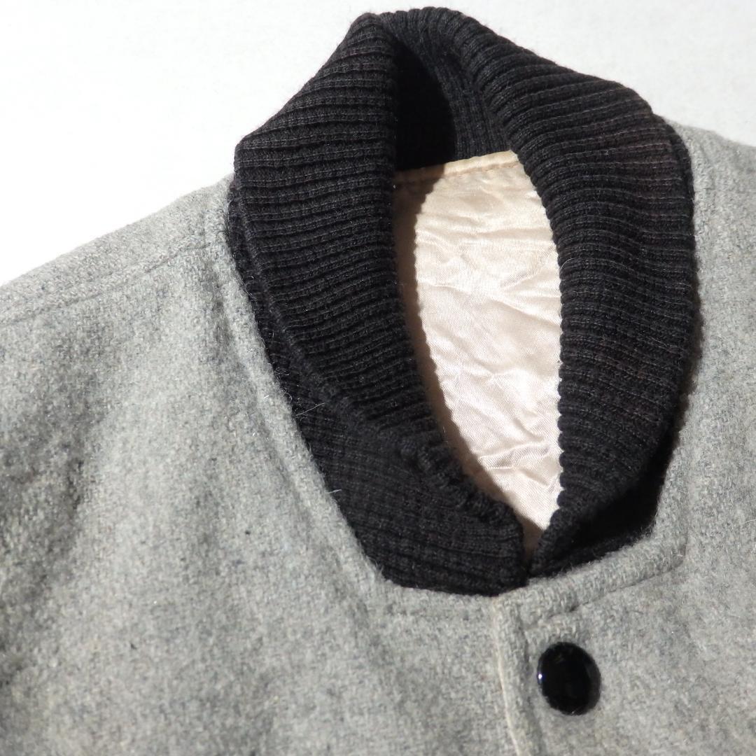 60s ビンテージ 無地 ウール スタジャン グレー×黒 ボロ 襤褸 グランジ