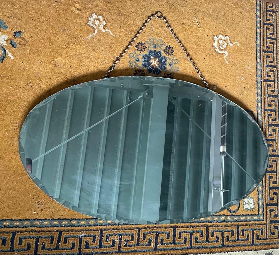 稀少/アンティーク/イギリス製/壁掛けミラー/カッティングミラー/ミラー/鏡/②