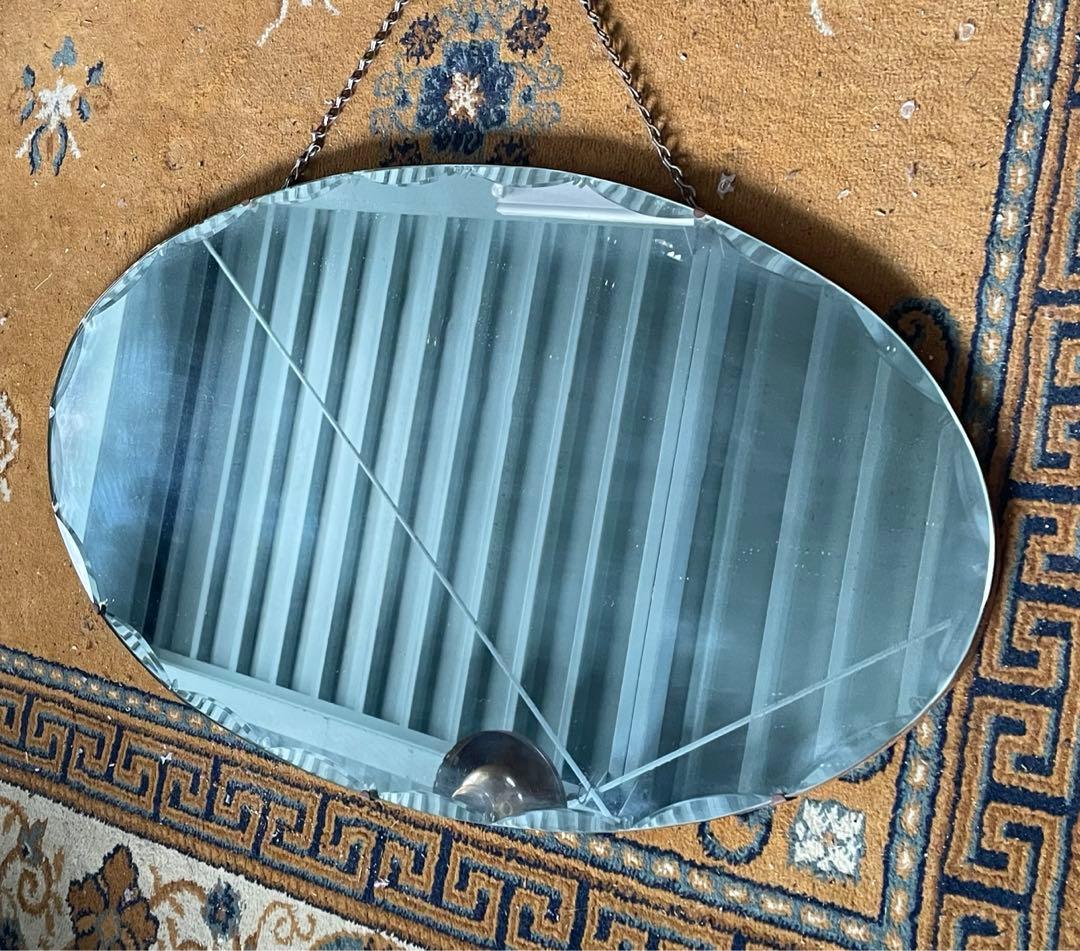 稀少/アンティーク/イギリス製/壁掛けミラー/カッティングミラー/ミラー/鏡/②