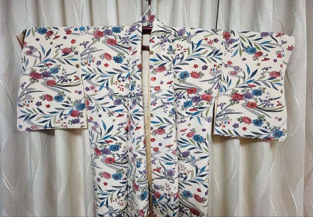 【専用です！もひもひ☆プロフ必読様】 正絹　花柄小紋着物　着物帯帯締め3点セット