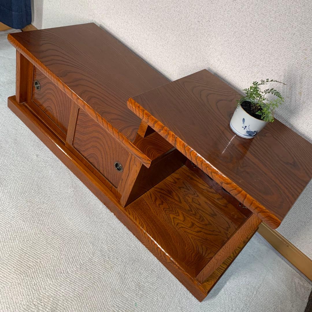 A861⭐︎雰囲気のある欅の杢 違い棚と戸棚付 置き床