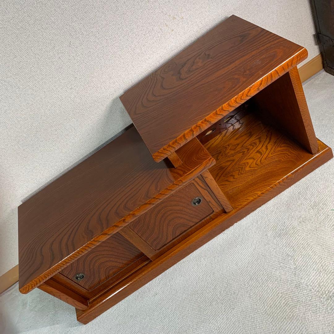 A861⭐︎雰囲気のある欅の杢 違い棚と戸棚付 置き床