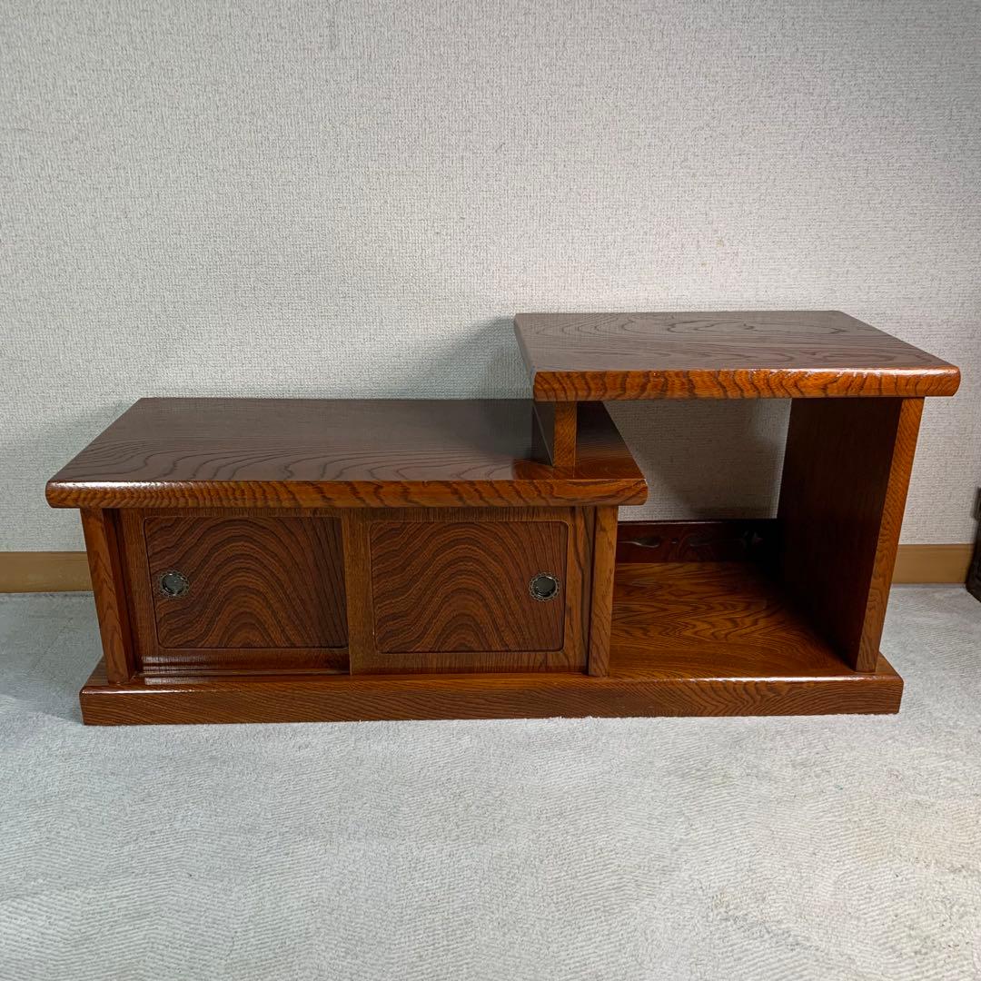 A861⭐︎雰囲気のある欅の杢 違い棚と戸棚付 置き床