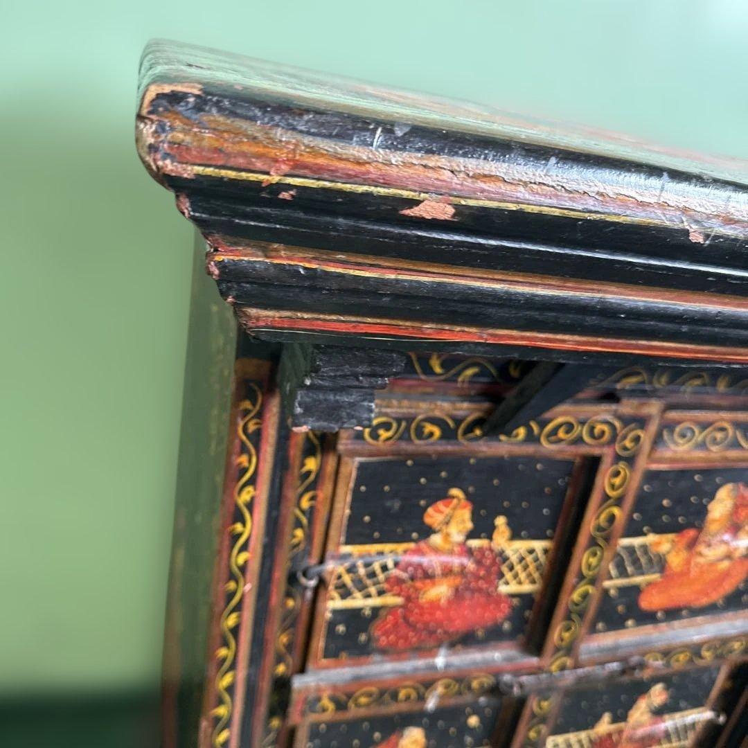 k*u様 ★インド 手描き装飾の木製タンス キャビネット 家具 アンティーク 格