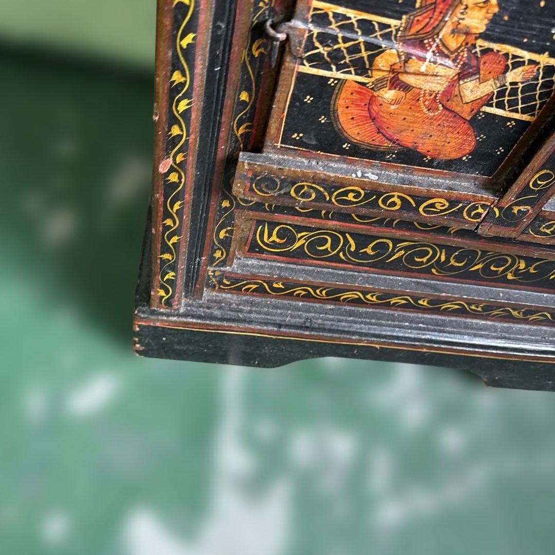 k*u様 ★インド 手描き装飾の木製タンス キャビネット 家具 アンティーク 格