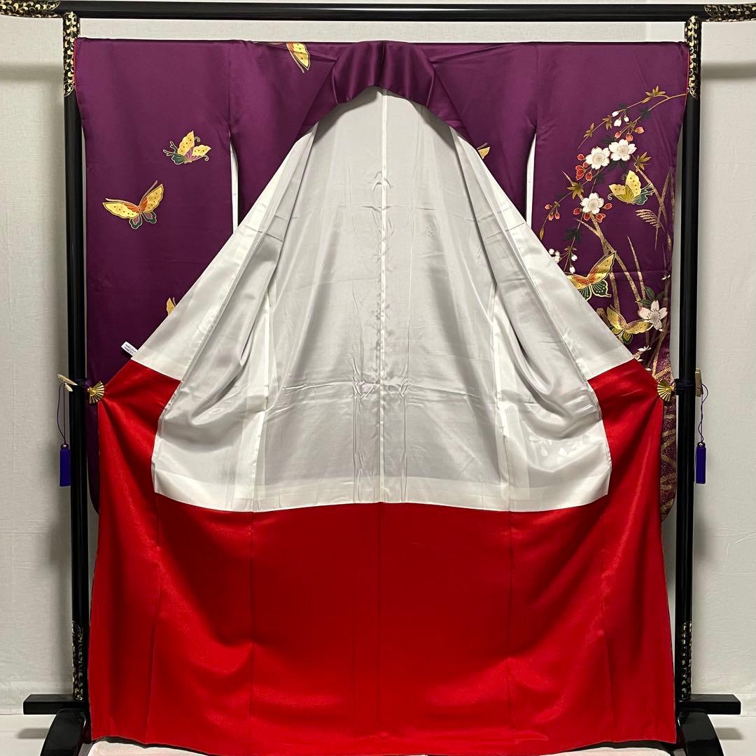 D797 振袖　蝶々　桜　豪華金彩　正絹　着物　袷　極美品