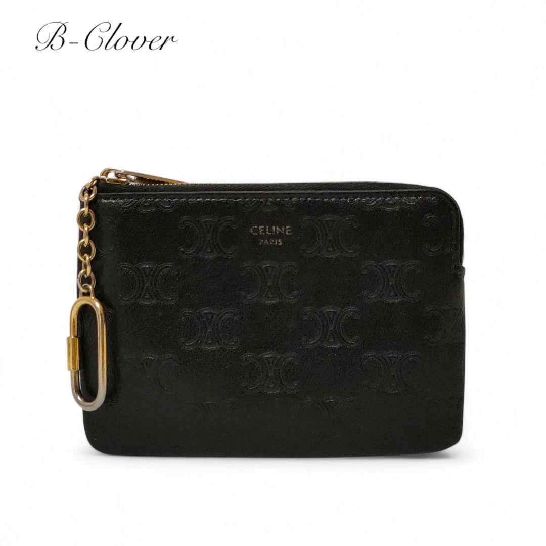 極美品＊セリーヌ トリオンフ &カードケース 財布 ブラック ゴールド金具