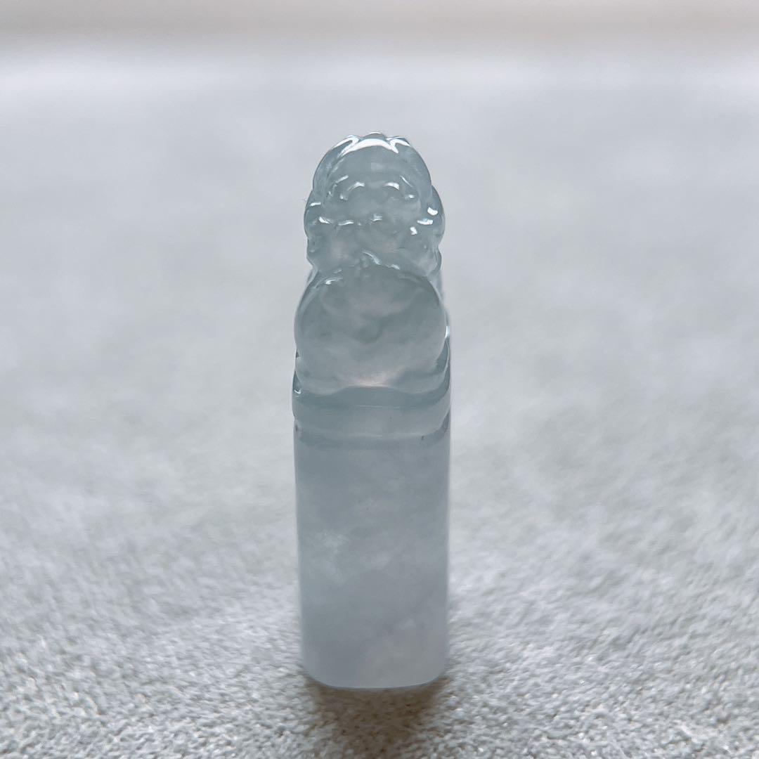 【あかおかずき出品】天然ミャンマー産本翡翠 狛犬 石獅子 お守り 印鑑