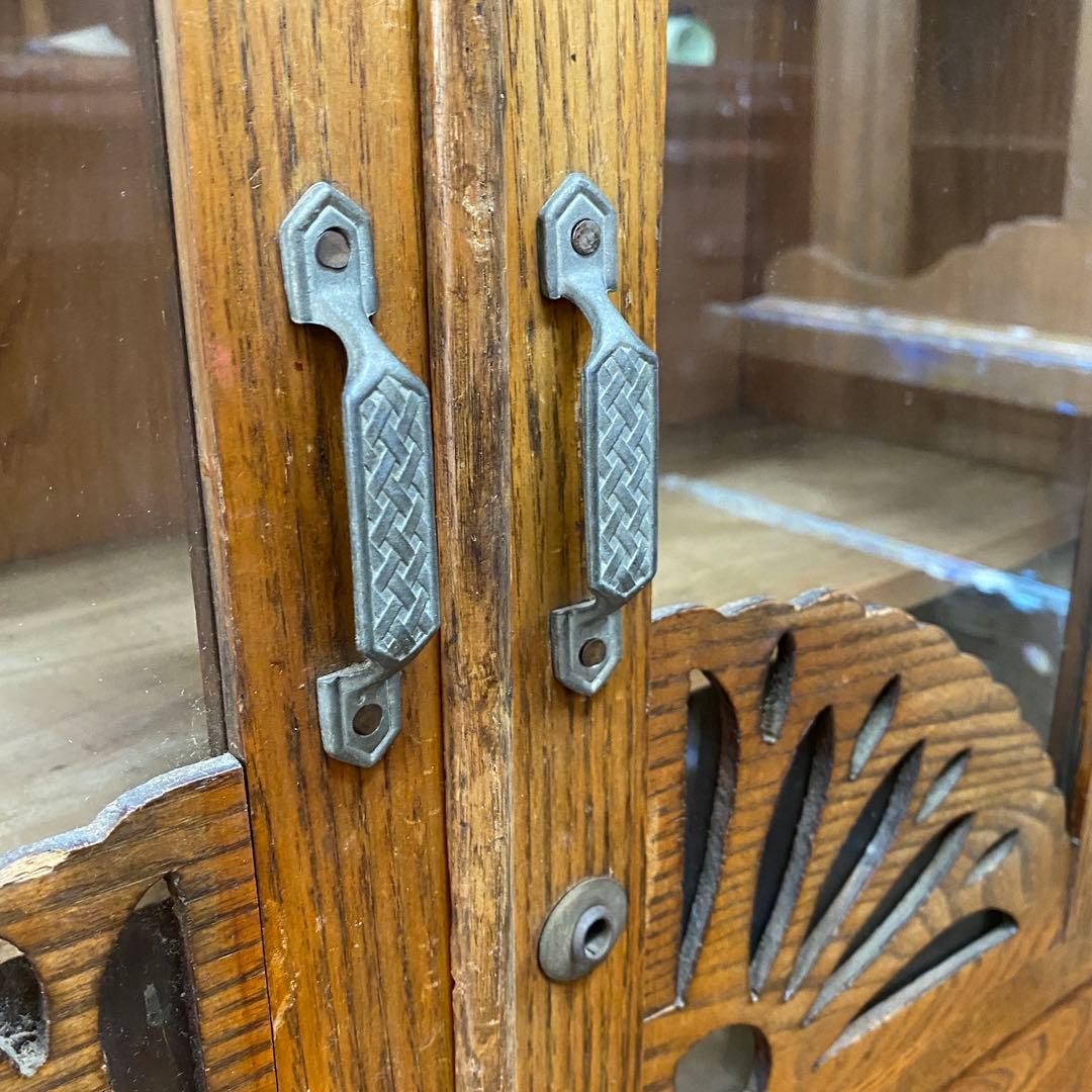 【引取で8600円引き】昭和レトロ 木製キャビネット ガラス扉付き 引き出し付き