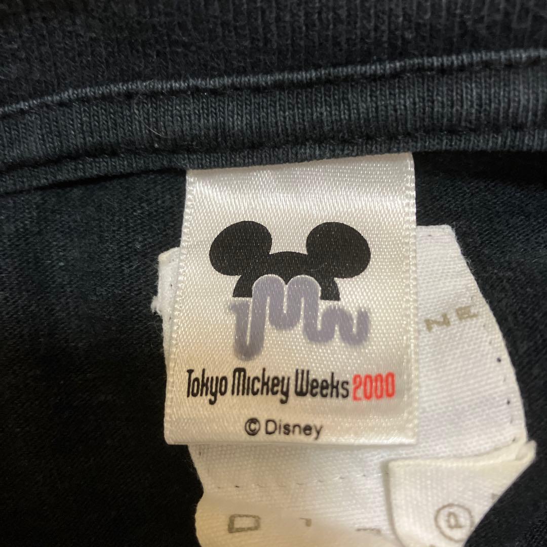 ミッキーマウス プリント Tシャツ 黒