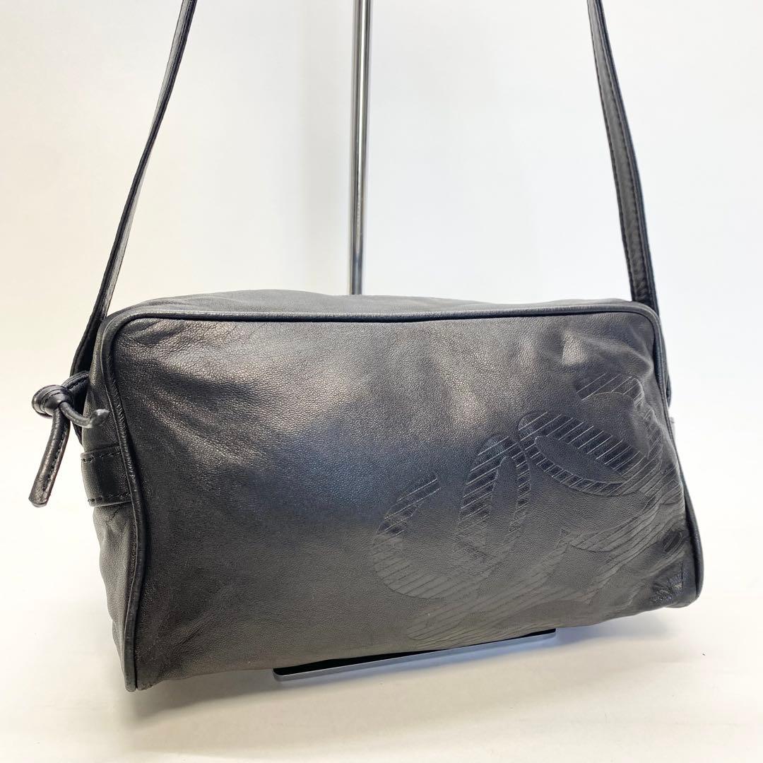 ロエベ ナッパレザーショルダーバッグ スクエア アナグラム ブラック