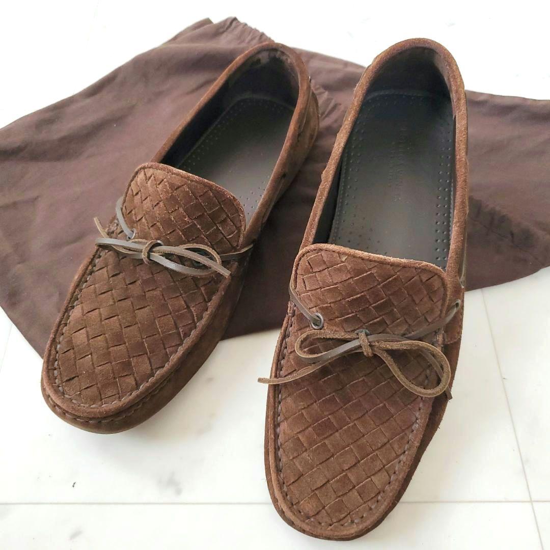 快適ドライブに！ 美品 ボッテガヴェネタ 靴 デッキ ローファー イントレ 茶