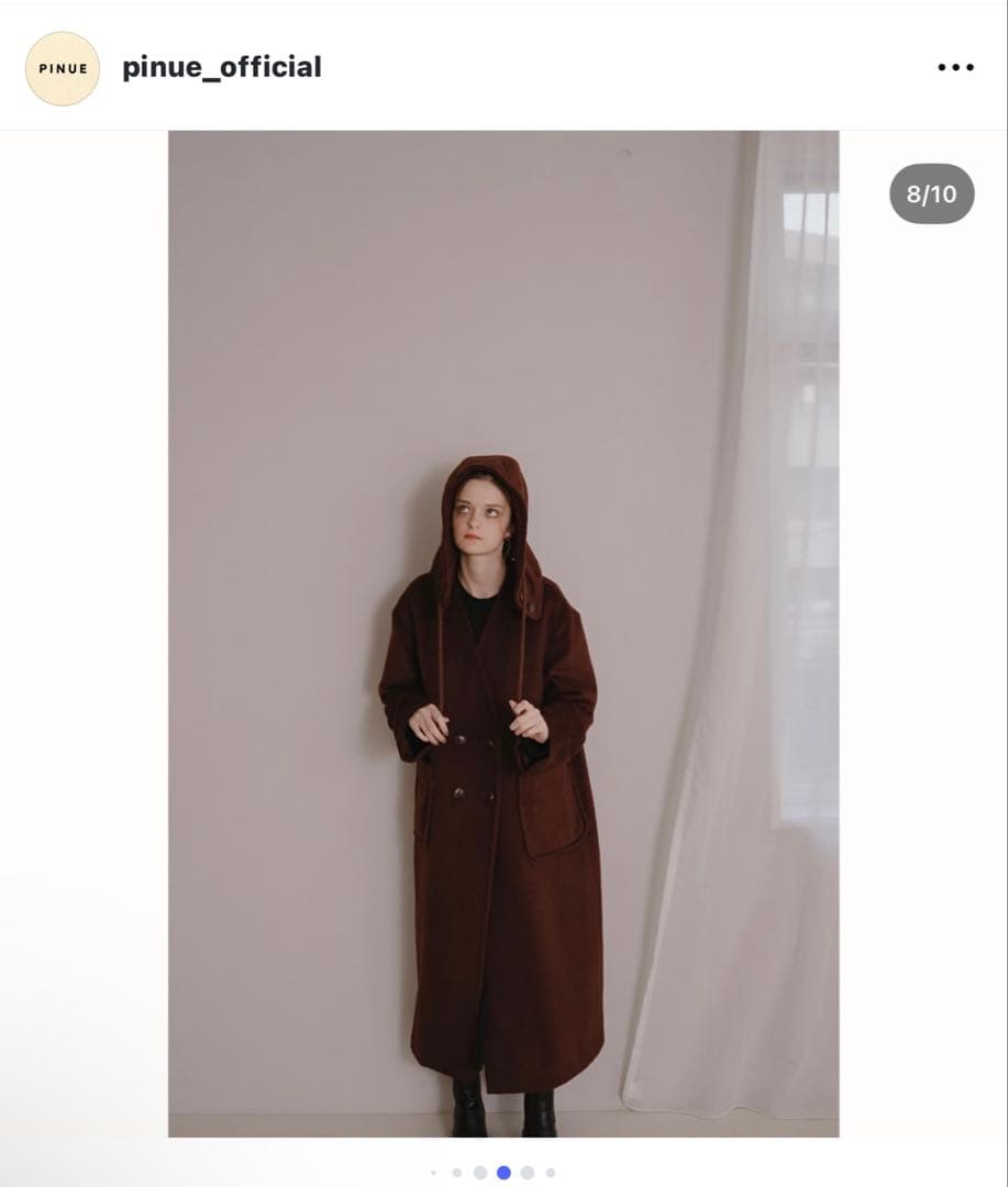フード付きノーカラーコート pinue