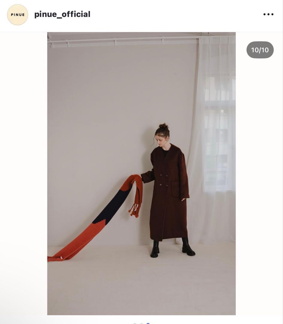 フード付きノーカラーコート pinue