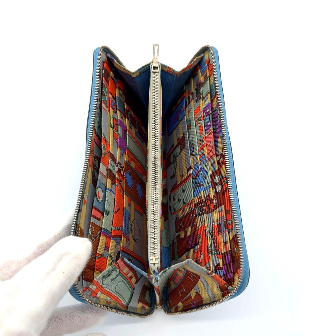 HERMES アザップシルクイン　ロング　長財布　ブルージーン　エルメス