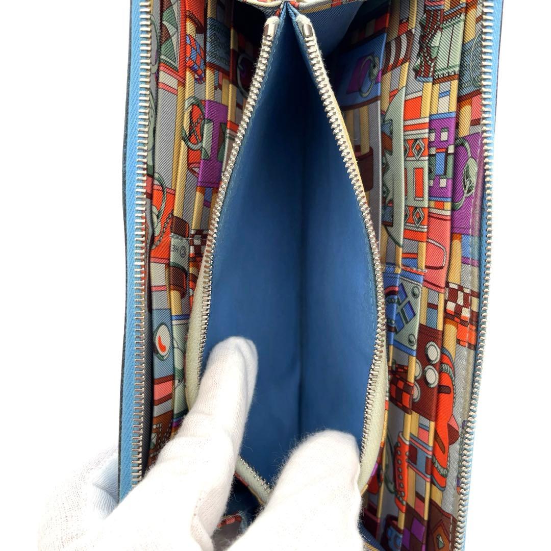 HERMES アザップシルクイン　ロング　長財布　ブルージーン　エルメス