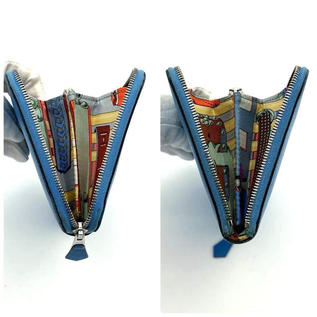 HERMES アザップシルクイン　ロング　長財布　ブルージーン　エルメス