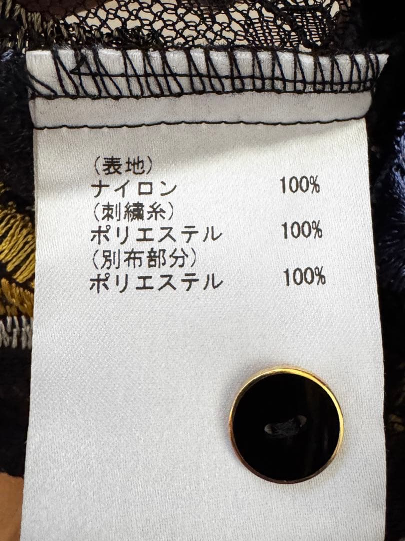 グレースコンチネンタル　フラワーライン刺繍ワンピース　ブラック　36