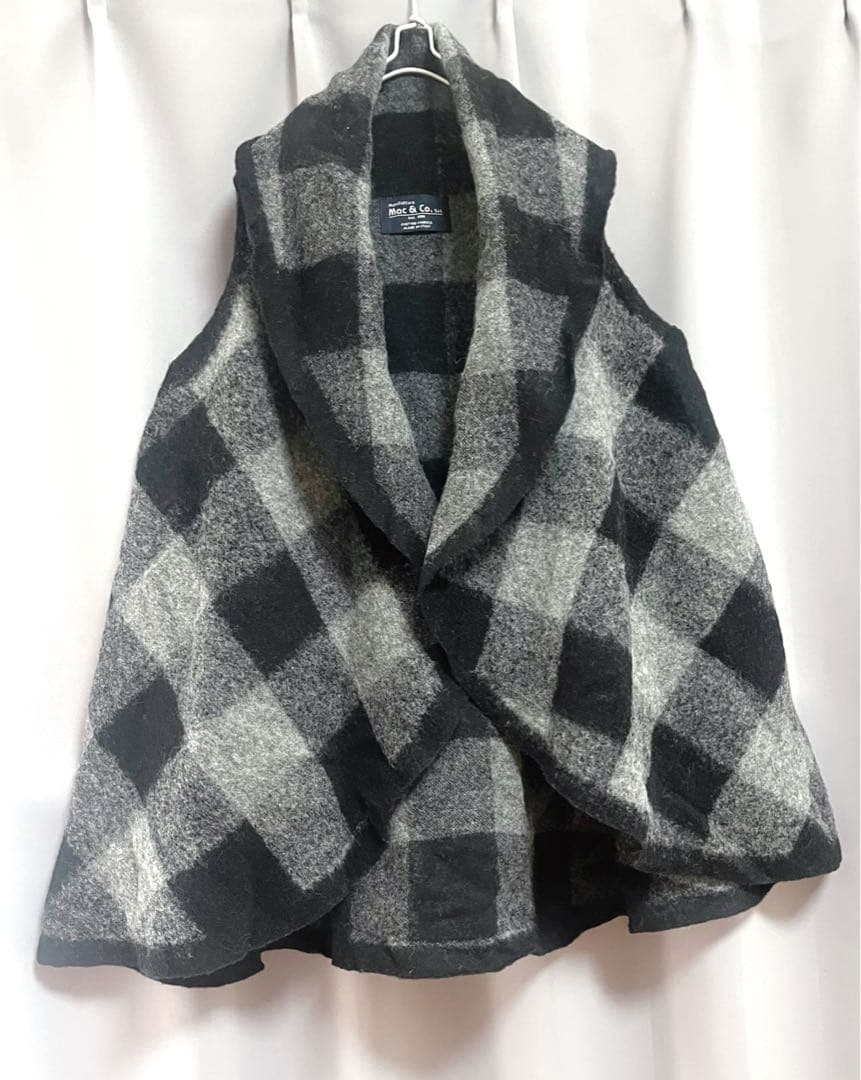 Mac&Co. チェック変形ウールジレ モード フレア 大きいサイズ