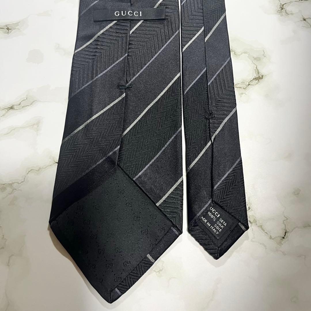 美品✨　激シブ　ブラック　GUCCI グッチ　ジャガード　ネクタイ
