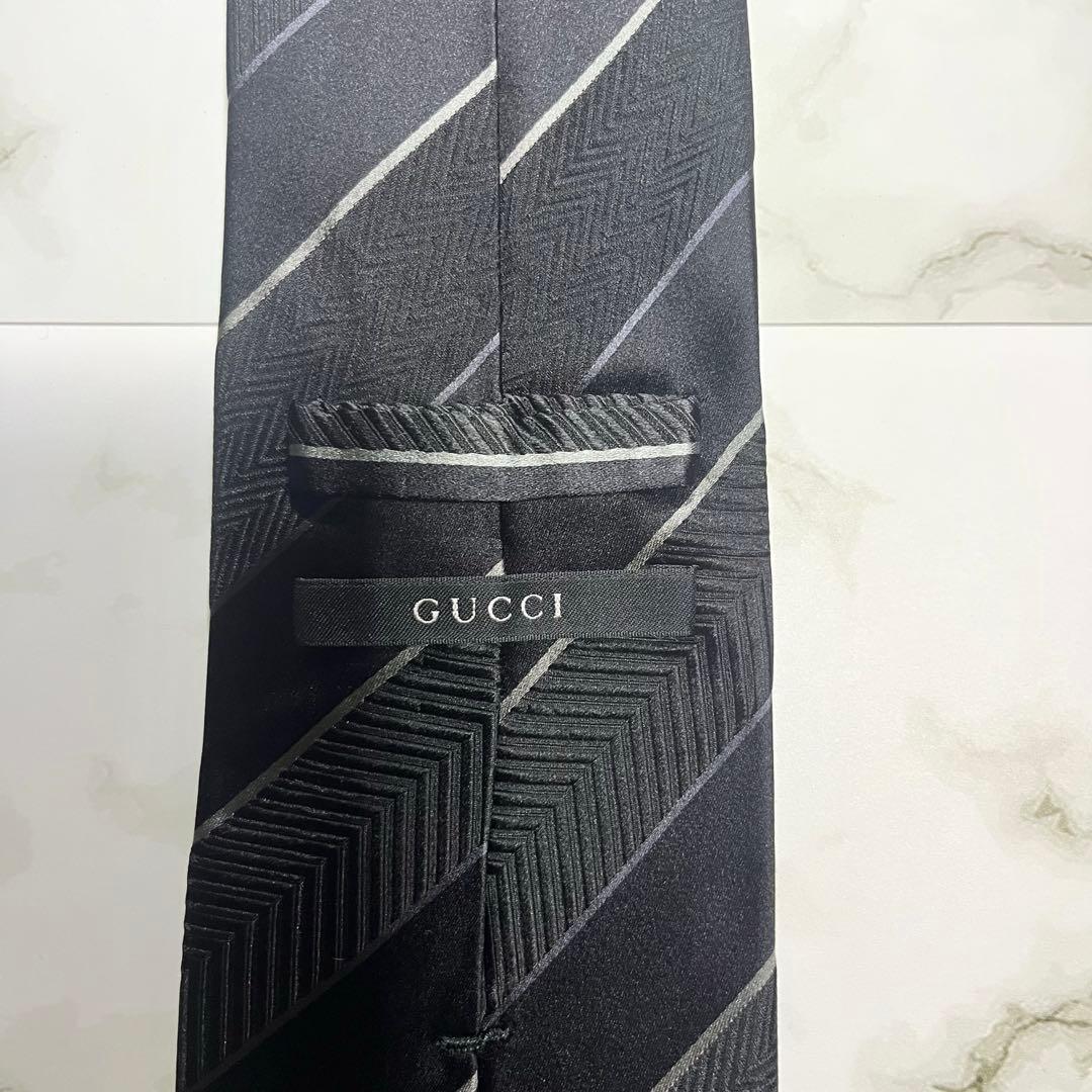 美品✨　激シブ　ブラック　GUCCI グッチ　ジャガード　ネクタイ