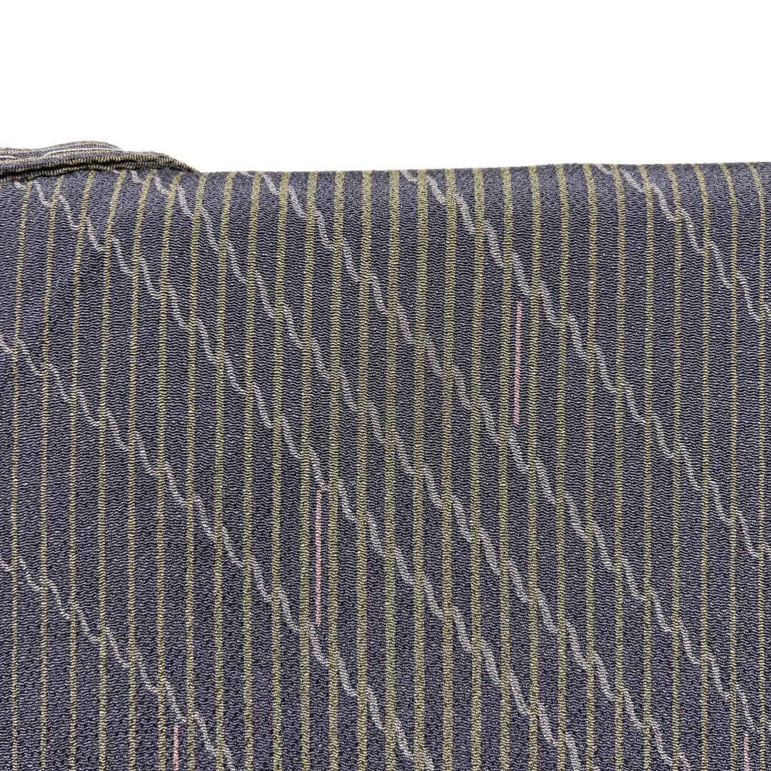 未着用　小紋　縦縞　斜め縞　よろけ縞　グレー　着物　122a d