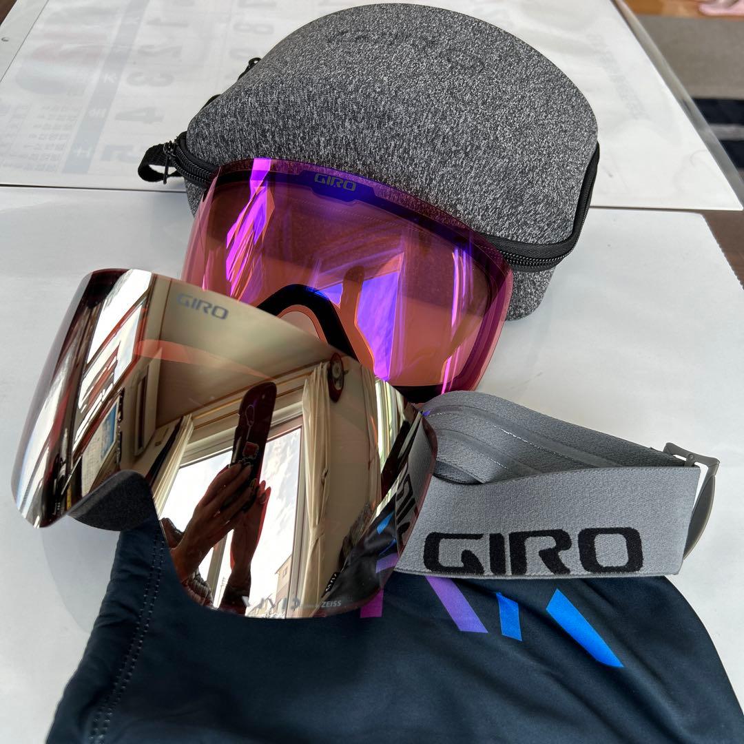 GIROコンツアー ミラーシルバー、交換レンズ（ピンク）、ハード-袋ケース