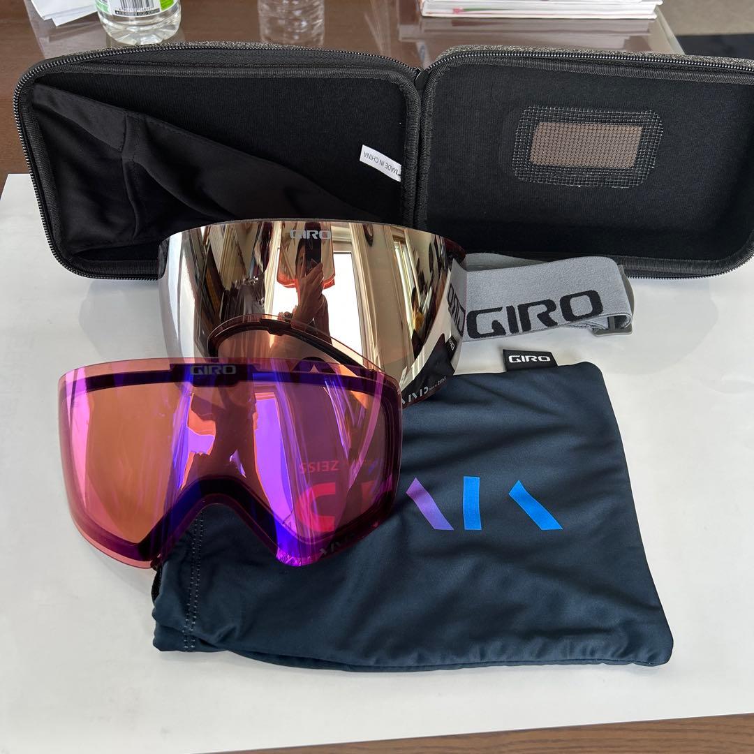 GIROコンツアー ミラーシルバー、交換レンズ（ピンク）、ハード-袋ケース