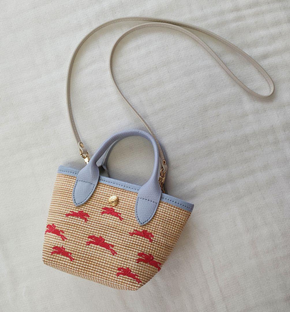 【極美品】Longchamp ル パニエ カゴバッグ XS スカイブルー