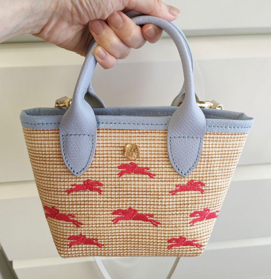 【極美品】Longchamp ル パニエ カゴバッグ XS スカイブルー