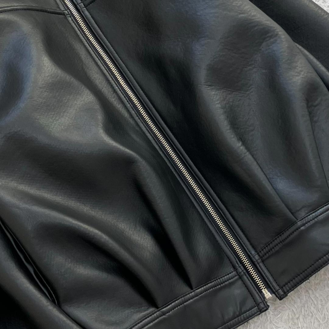 23AW✨未使用級✨エトレ リバーシブルボアブルゾン フェイクレザー ブラック