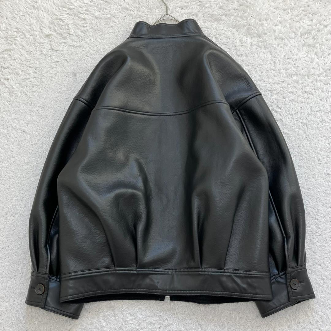23AW✨未使用級✨エトレ リバーシブルボアブルゾン フェイクレザー ブラック