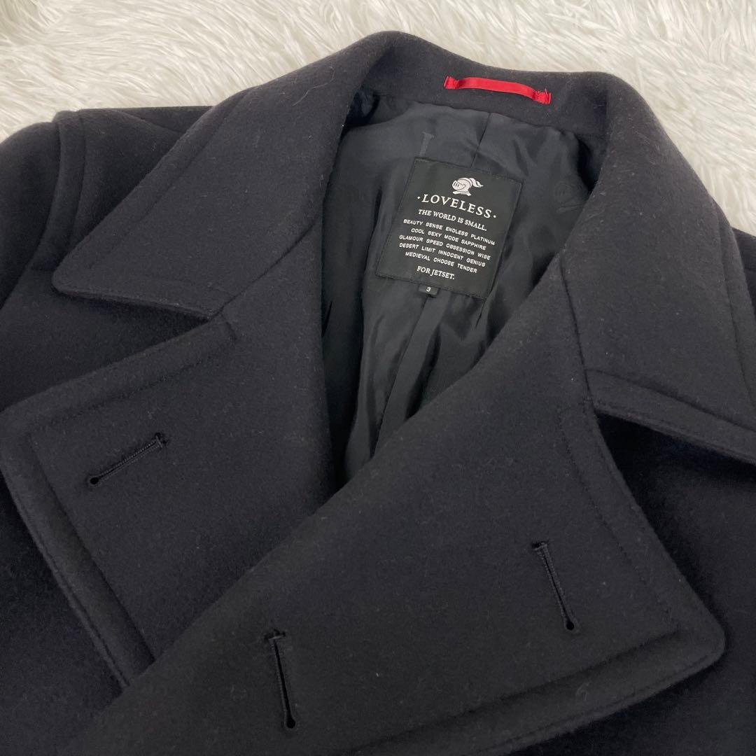 超極美品✨ラブレス✨ダブルチェスターコートロング丈✨L✨ナポレオン✨ロゴ柄✨総柄