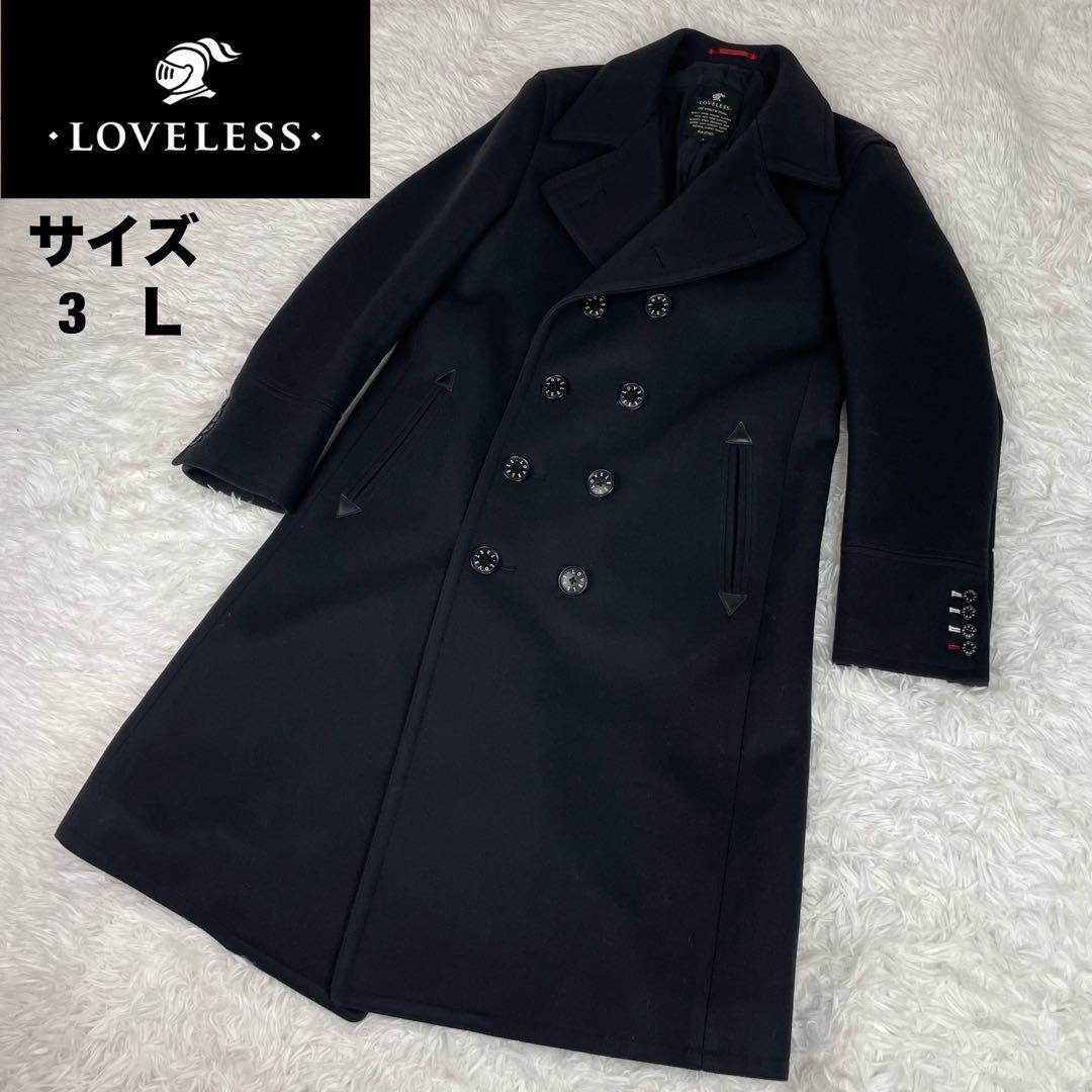 超極美品✨ラブレス✨ダブルチェスターコートロング丈✨L✨ナポレオン✨ロゴ柄✨総柄