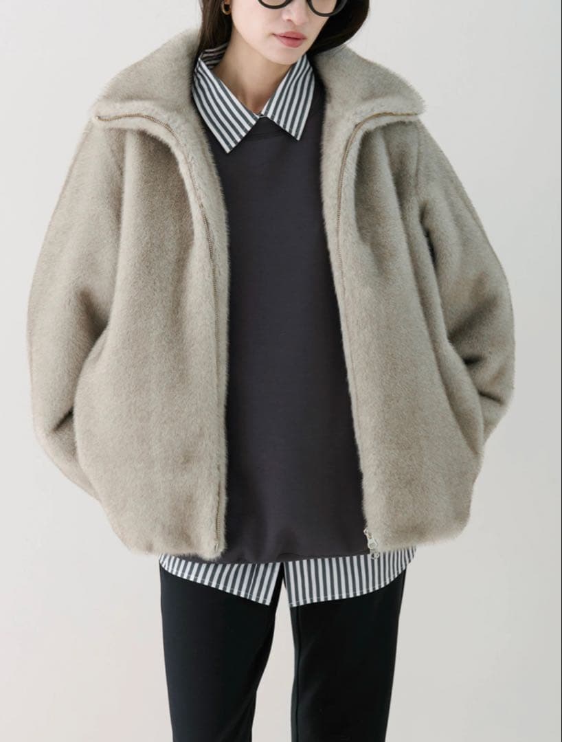 STATE OF MIND fur blouson ライトグレー