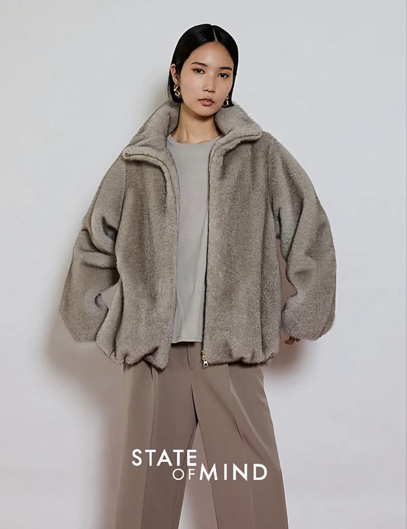 STATE OF MIND fur blouson ライトグレー