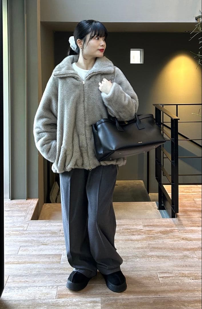 STATE OF MIND fur blouson ライトグレー