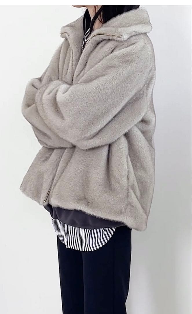 STATE OF MIND fur blouson ライトグレー