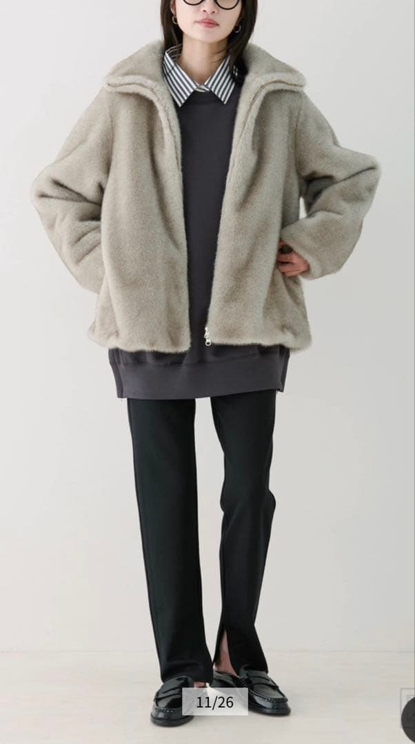 STATE OF MIND fur blouson ライトグレー