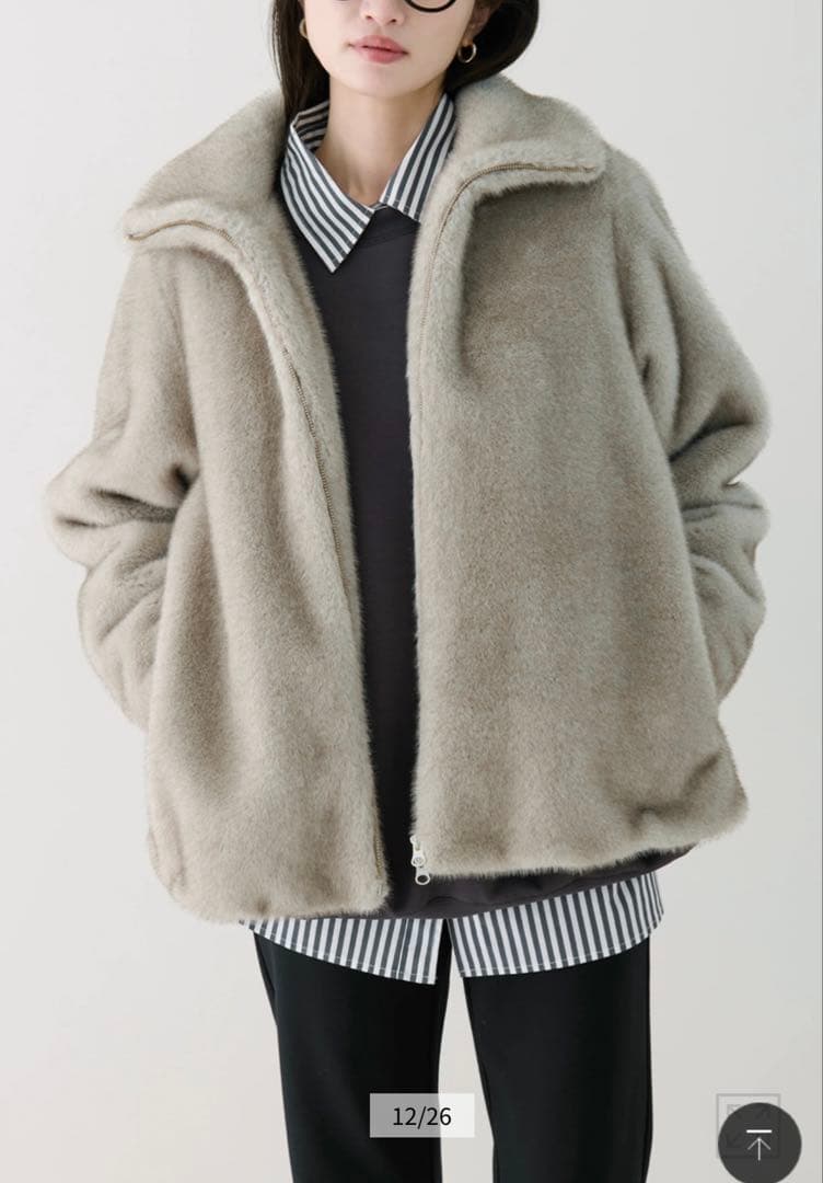 STATE OF MIND fur blouson ライトグレー