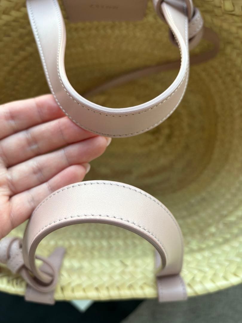 【美品】CELINE ティーントリオンフパニエ ラフィア＆カーフスキン